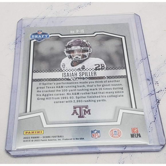 2022 Panini Score Protential Isaiah Spiller Rookie #P-IS LA Chargers Texas A&M - Picture 4 of 4